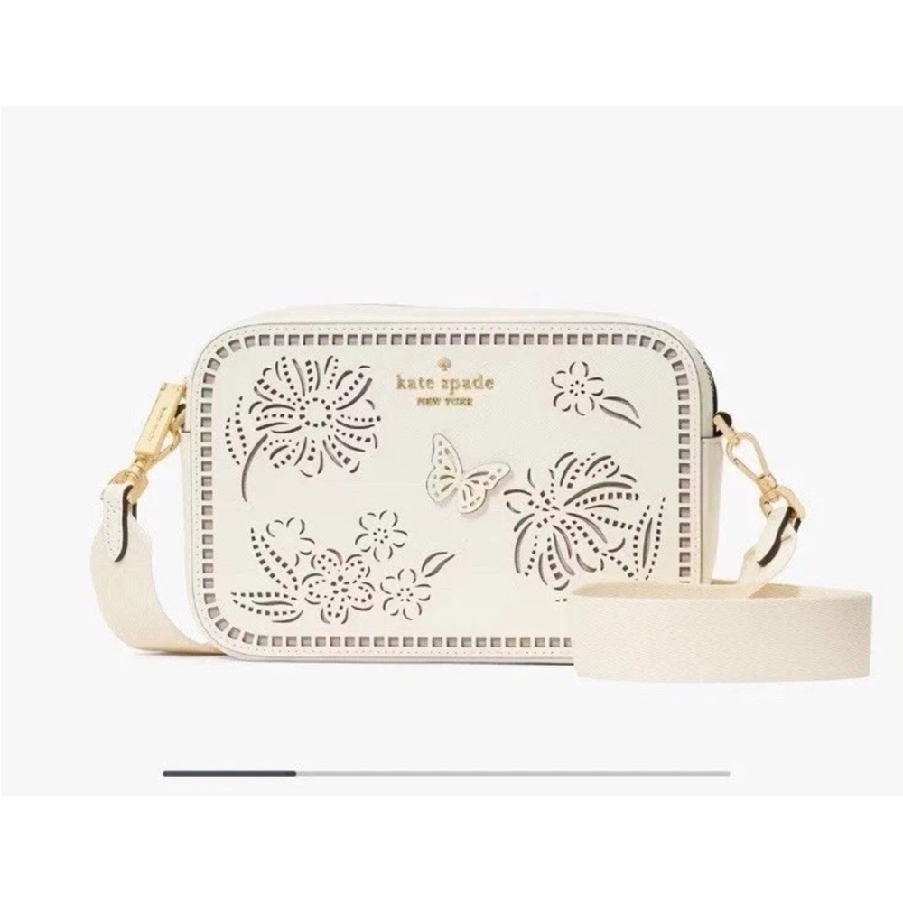 NWT Kate Spade KK958 Madison Perforated Camera Bag Crossbody In Meringue